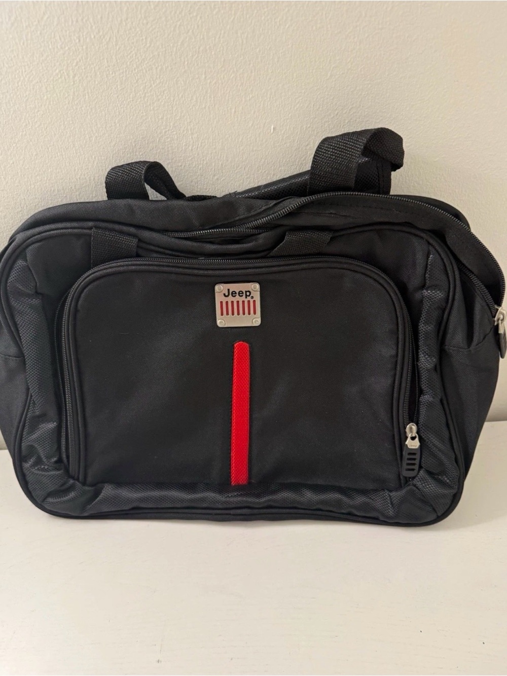 Jeep Black/Red Solid Laptop Bag Soft Case Briefcase with Carry Handle
